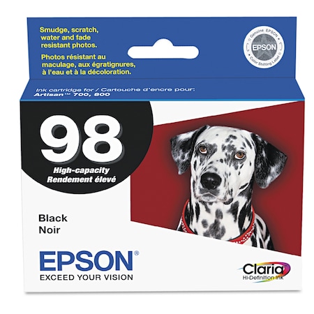Epson T098120S (98) Claria High Yield Ink, 450 Page-Yield, Black T098120-S